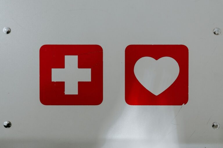 red cross and red heart